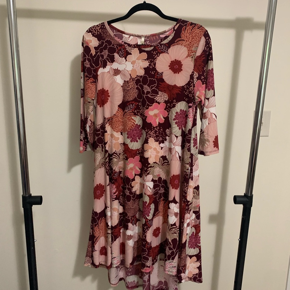 Floral Burgundy and Pink Dress